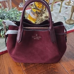Kate Spade Burgundy Suede Satchel